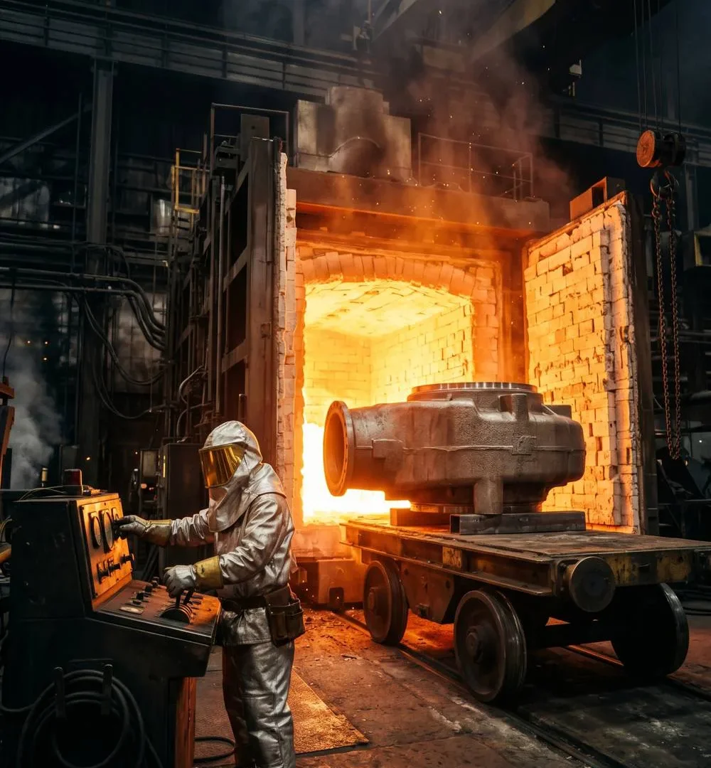 Heat-treatment furnace with casting loaded