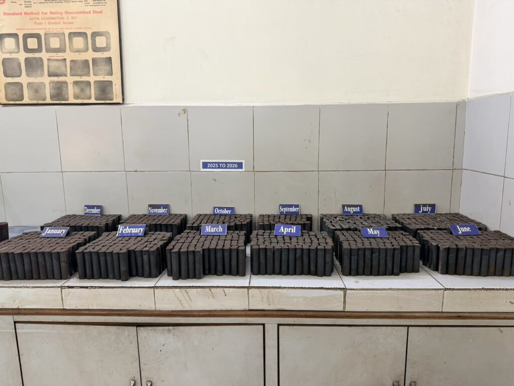 Test samples laid out on the lab bench